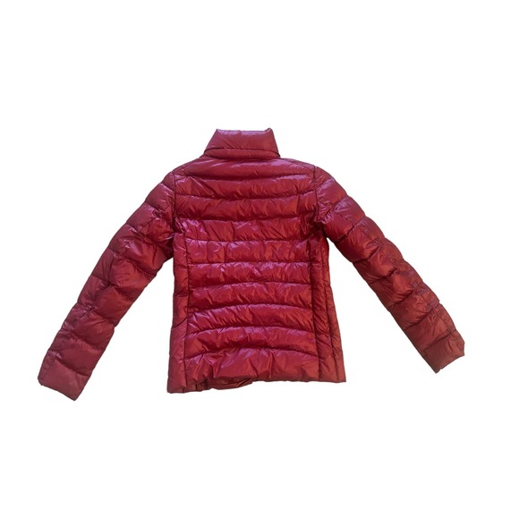 Women XS Pure Down Red Jacket Zip Coat Lightweight Quilted Puffer Parka - Picture 3 of 6